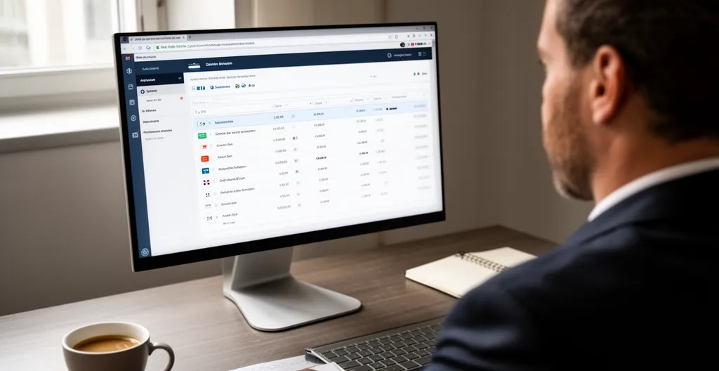 Personne consultant une interface de suivi des paiements sur écran d'ordinateur
